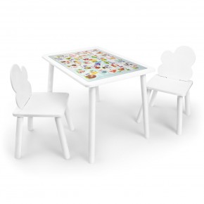 Детский комплект стол и два стула Облачко Rolti Baby с накладкой Алфавит (белая столешница/белое сиденье/белые ножки) в Заводоуковске - zavodoukovsk.ok-mebel.com | фото