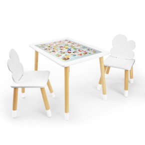 Детский комплект стол и два стула Облачко Rolti Baby с накладкой Алфавит (белая столешница/белое сиденье/береза ножки) в Заводоуковске - zavodoukovsk.ok-mebel.com | фото
