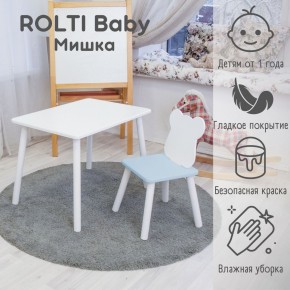 Детский комплект стол и стул «Мишка» Rolti Baby  (голубая столешница/белое сиденье/белые ножки) в Заводоуковске - zavodoukovsk.ok-mebel.com | фото