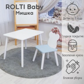 Детский комплект стол и стул «Мишка» Rolti Baby  (голубая столешница/голубое сиденье/белые ножки) в Заводоуковске - zavodoukovsk.ok-mebel.com | фото