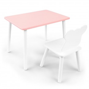 Детский комплект стол и стул «Мишка» Rolti Baby (розовый/белый, массив березы/мдф) в Заводоуковске - zavodoukovsk.ok-mebel.com | фото