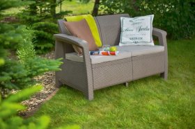 Диван пластиковый Корфу (Corfu love seat) капучино - песок в Заводоуковске - zavodoukovsk.ok-mebel.com | фото 2