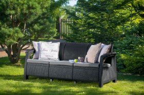 Диван пластиковый Корфу Макс (Corfu love seat max) графит в Заводоуковске - zavodoukovsk.ok-mebel.com | фото 2