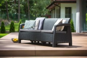 Диван пластиковый Корфу Макс (Corfu love seat max) графит в Заводоуковске - zavodoukovsk.ok-mebel.com | фото 3