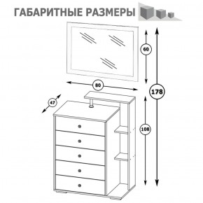 Камелия Комод + Зеркало, цвет белый, ШхГхВ 80х46,8х178 см., НЕ универсальная сборка в Заводоуковске - zavodoukovsk.ok-mebel.com | фото 5