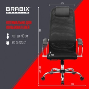 Кресло BRABIX PREMIUM "Ultimate EX-800" хром, плотная двойная сетка Х2, черное, 532911 в Заводоуковске - zavodoukovsk.ok-mebel.com | фото 6