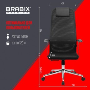 Кресло BRABIX PREMIUM "Ultimate EX-801" хром, плотная двойная сетка Х2, черное, 532917 в Заводоуковске - zavodoukovsk.ok-mebel.com | фото 7