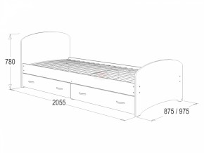 Кровать-6 одинарная с 2-мя ящиками (900*2000) в Заводоуковске - zavodoukovsk.ok-mebel.com | фото 2