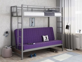 Кровать двухъярусная с диваном "Мадлен" (Серый/Фиолетовый) в Заводоуковске - zavodoukovsk.ok-mebel.com | фото