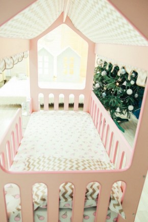 Кровать-домик без ящика 800*1600 (Розовый) в Заводоуковске - zavodoukovsk.ok-mebel.com | фото 3