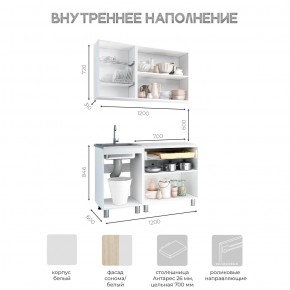 Кухня Айсбери 1.2 м (Белый/Дуб Сонома) в Заводоуковске - zavodoukovsk.ok-mebel.com | фото 3