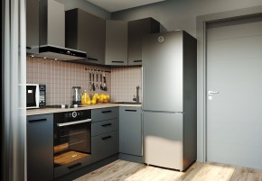 Кухня угловая Антрацит 2200х1000 (Стол. 38мм) в Заводоуковске - zavodoukovsk.ok-mebel.com | фото