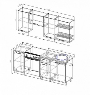 Кухонный гарнитур Антрацит 2000 (Стол. 26мм) в Заводоуковске - zavodoukovsk.ok-mebel.com | фото 2