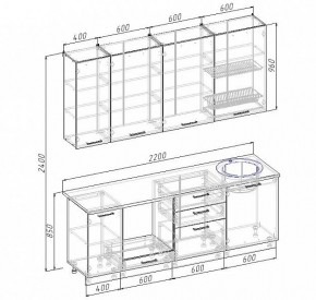 Кухонный гарнитур Антрацит 2200 (Стол. 26мм) в Заводоуковске - zavodoukovsk.ok-mebel.com | фото 3