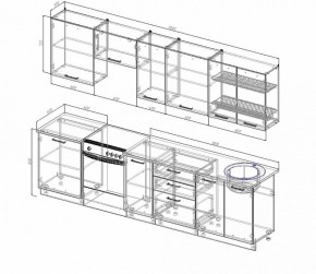 Кухонный гарнитур Антрацит 3000 (Стол. 26мм) в Заводоуковске - zavodoukovsk.ok-mebel.com | фото 2