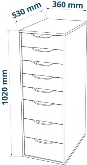 S01415 Ингар 8 комод 36x102x53, серо-бирюзовый в Заводоуковске - zavodoukovsk.ok-mebel.com | фото