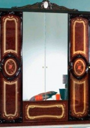 Шкаф 4-х дверный с зеркалами (01.144) Роза (могано) в Заводоуковске - zavodoukovsk.ok-mebel.com | фото 1