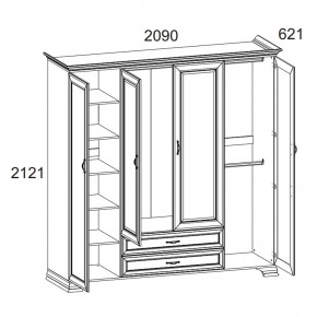 Шкаф 4D2S Z, TIFFANY, цвет вудлайн кремовый в Заводоуковске - zavodoukovsk.ok-mebel.com | фото