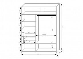 Шкаф-купе 1500 серии NEW CLASSIC K2+K2+B2+PL2(2 ящика+1 штанга+1 полка) профиль «Капучино» в Заводоуковске - zavodoukovsk.ok-mebel.com | фото 3