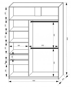 Шкаф-купе 1600 серии SOFT D8+D2+B2+PL4 (2 ящика+F обр.штанга) профиль «Графит» в Заводоуковске - zavodoukovsk.ok-mebel.com | фото 2