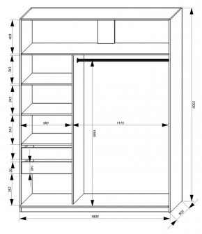 Шкаф-купе 1800 серии SOFT D1+D3+B2+PL1 (2 ящика+1штанга) профиль «Графит» в Заводоуковске - zavodoukovsk.ok-mebel.com | фото 3