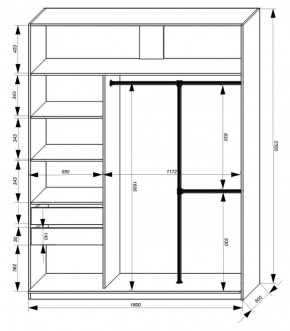 Шкаф-купе 1800 серии SOFT D8+D2+B2+PL4 (2 ящика+F обр.штанга) профиль «Графит» в Заводоуковске - zavodoukovsk.ok-mebel.com | фото 3