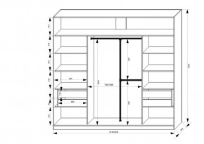 Шкаф-купе 2150 серии NEW CLASSIC K4+K4+K4+B22+PL4(по 2 ящика лев/прав+F обр.штанга) профиль «Капучино» в Заводоуковске - zavodoukovsk.ok-mebel.com | фото 3