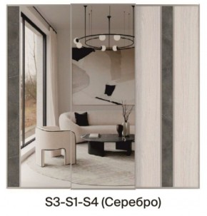 Шкаф-купе 2250 серии SILVER S4+S1+S4 B22+PL4 (по 2 ящика лев/прав+F обр.штанга) профиль «Серебро» в Заводоуковске - zavodoukovsk.ok-mebel.com | фото 9