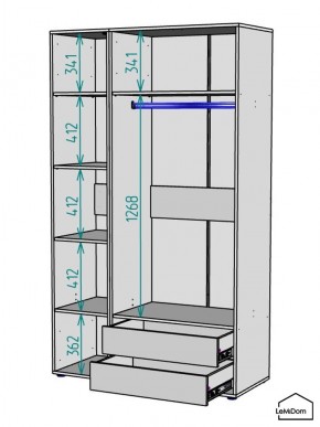 Шкаф Linnea MHR-3-2 2050х1200х510 (ДВ-М 11.1.25) в Заводоуковске - zavodoukovsk.ok-mebel.com | фото 3