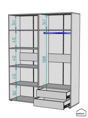 Шкаф Linnea MHR-4-2 2050х1600х510 (ДВ-М 11.1.25) в Заводоуковске - zavodoukovsk.ok-mebel.com | фото 3