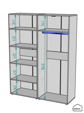 Шкаф Linnea MHR-4PO-1 2050х1600х510 (Белый-М 11.1.2) в Заводоуковске - zavodoukovsk.ok-mebel.com | фото 3