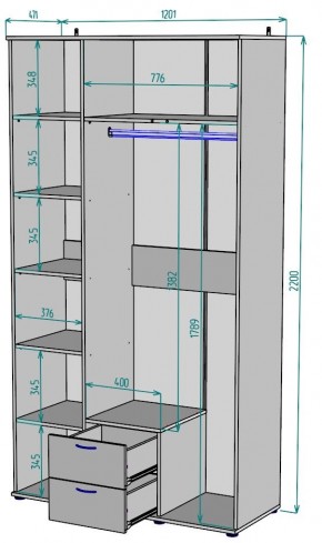 Шкаф Ольга H54 в Заводоуковске - zavodoukovsk.ok-mebel.com | фото 2