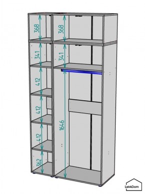 Шкаф с антресолью Linnea MHR-3A-1 2450х1200х510 (Графит-М 11.1.25) в Заводоуковске - zavodoukovsk.ok-mebel.com | фото 3