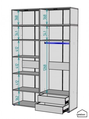 Шкаф с антресолью Linnea MHR-4A-2 2450х1600х510 (Графит-М 11.1.25) в Заводоуковске - zavodoukovsk.ok-mebel.com | фото 3