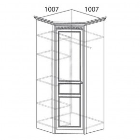 Шкаф угловой №183 "Лючия" Фасад зеркало (Угол 1007*1007) Дуб оксфорд в Заводоуковске - zavodoukovsk.ok-mebel.com | фото 2