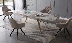 Стол ACERRA NEW 160 GLOSS LUXURY PANDORA SOLID CERAMIC/ каркас цвета шампань, ®DISAUR в Заводоуковске - zavodoukovsk.ok-mebel.com | фото 3