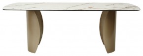 Стол BRONTE 220 KL-188 Контрастный мрамор матовый, итальянская керамика/ Шампань, ®DISAUR в Заводоуковске - zavodoukovsk.ok-mebel.com | фото 2
