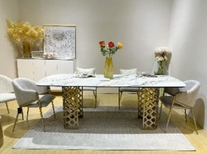 Стол CHIAVARI 220 KL-188 Контрастный мрамор матовый, итальянская керамика / Шампань, ®DISAUR в Заводоуковске - zavodoukovsk.ok-mebel.com | фото 2