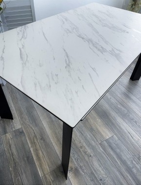 Стол CREMONA 140 KL-99 Белый мрамор матовый, итальянская керамика / черный каркас, ®DISAUR в Заводоуковске - zavodoukovsk.ok-mebel.com | фото 3