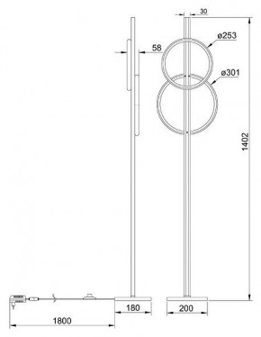 Торшер Arte Lamp Fluido A3913PN-24BK в Заводоуковске - zavodoukovsk.ok-mebel.com | фото 2