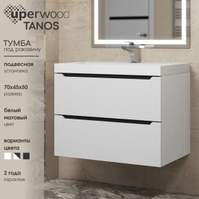 Тумба под раковину Uperwood Tanos 70 см, подвесная, белая/графит в Заводоуковске - zavodoukovsk.ok-mebel.com | фото 3