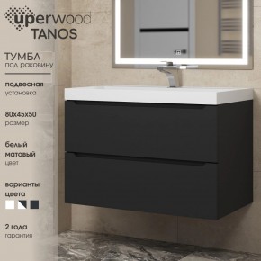 Тумба под раковину Uperwood Tanos 80 см, подвесная, черная матовая в Заводоуковске - zavodoukovsk.ok-mebel.com | фото 3