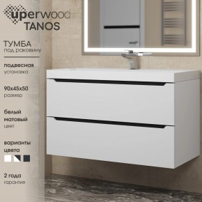 Тумба под раковину Uperwood Tanos 90 см, подвесная, белая/графит в Заводоуковске - zavodoukovsk.ok-mebel.com | фото 3