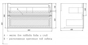 Тумба под раковину Uperwood Tanos 90 см, подвесная, белая/графит в Заводоуковске - zavodoukovsk.ok-mebel.com | фото 7